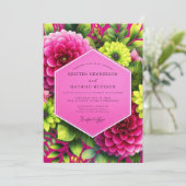 Invitation Mariage Fleurie Dahlia Magenta (Debout devant)