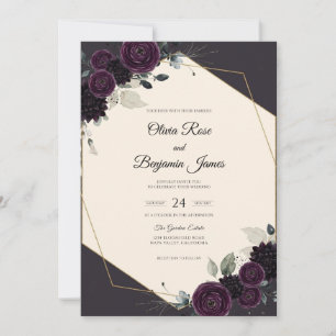 Invitation Mariage Fleurie d'Améthyste et de Prune