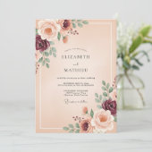 Invitation Mariage Fleurie d'Arche de Fleurs de Pêcher (Debout devant)