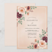 Invitation Mariage Fleurie d'Arche de Fleurs de Pêcher (Devant / Derrière)