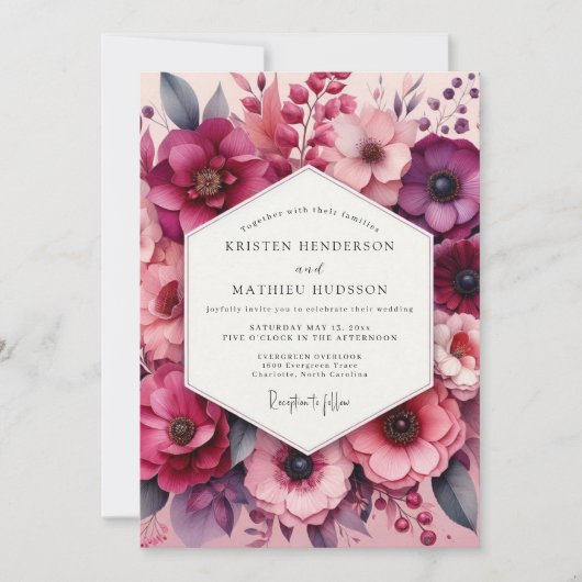Invitation Mariage Fleurie de Bourgogne (Devant)
