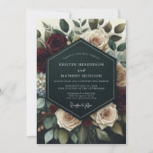 Invitation Mariage Fleurie de Bourgogne Profond (Devant)