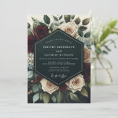 Invitation Mariage Fleurie de Bourgogne Profond (Debout devant)