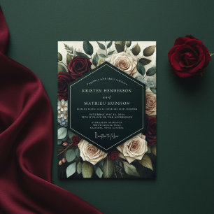 Invitation Mariage Fleurie de Bourgogne Profond