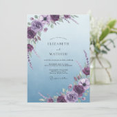 Invitation Mariage Fleurie de Ciel Violet (Debout devant)