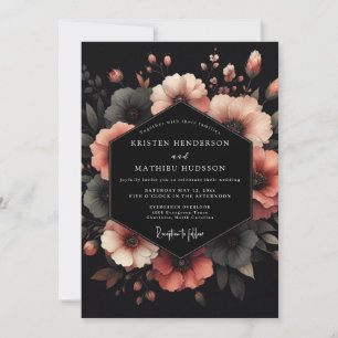 Invitation Mariage Fleurie de Corail Charbon