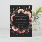 Invitation Mariage Fleurie de Corail Charbon (Debout devant)