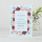 Invitation Mariage Fleurie de Corail Rouge (Debout devant)