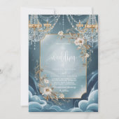 Invitation Mariage fleurie de luxe lustre en cristal (Devant)