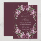 Invitation Mariage Fleurie de Prune (Devant / Derrière)