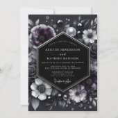Invitation Mariage Fleurie de Prune Profonde (Devant)