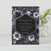 Invitation Mariage Fleurie de Prune Profonde (Debout devant)