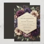 Invitation Mariage Fleurie de Prune Victorienne (Devant / Derrière)