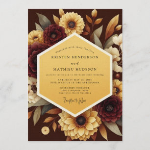 Invitation Mariage Fleurie de Récolte de Bourgogne