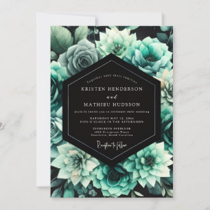 Invitation Mariage Fleurie de Teinte Cyan