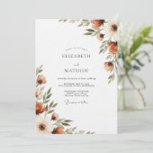 Invitation Mariage Fleurie de Teinte Orange Brûlée (Debout devant)