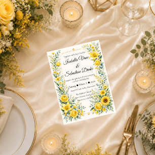 Invitation Mariage Fleurie de Tournesols au Soleil Radieux d'