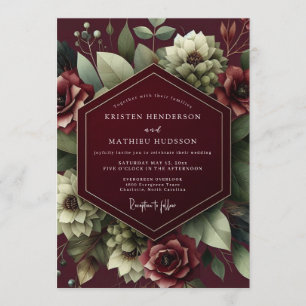 Invitation Mariage Fleurie d'Ombre de Bourgogne