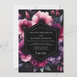 Invitation Mariage Fleurie d'Ombre Magenta