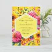 Invitation Mariage Fleurie Dorée (Debout devant)