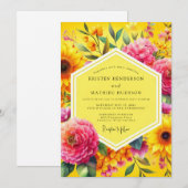 Invitation Mariage Fleurie Dorée (Devant / Derrière)