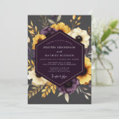 Invitation Mariage Fleurie Dorée de Prune (Debout devant)