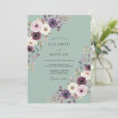 Invitation Mariage Fleurie Douce de Prune (Debout devant)