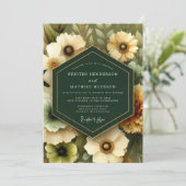 Invitation Mariage Fleurie Émeraude (Debout devant)