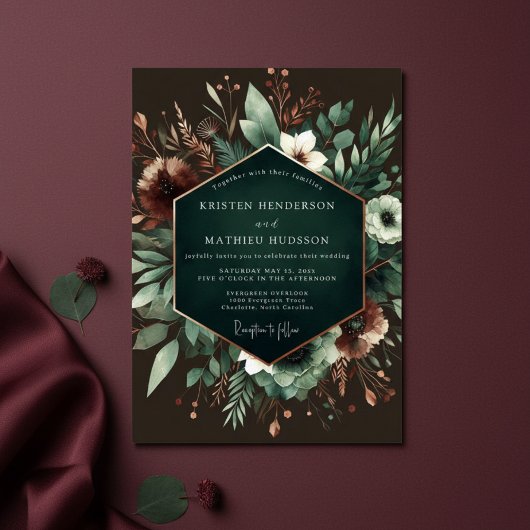 Invitation Mariage Fleurie Émeraude