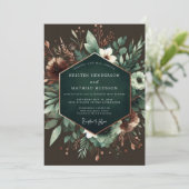 Invitation Mariage Fleurie Émeraude (Debout devant)