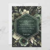 Invitation Mariage Fleurie Émeraude Luxuriante (Devant)