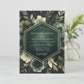 Invitation Mariage Fleurie Émeraude Luxuriante (Debout devant)