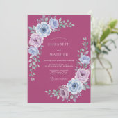 Invitation Mariage Fleurie Ethéré de Prune (Debout devant)