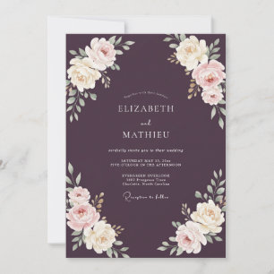 Invitation Mariage Fleurie Éthérée et Luxuriante de Prune
