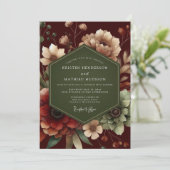 Invitation Mariage Fleurie Forêt Carmin (Debout devant)