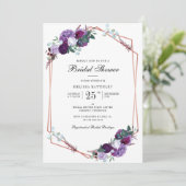 Invitation Mariage Fleurie Géométrique Script Violet (Debout devant)