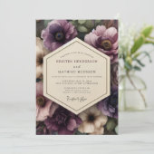 Invitation Mariage Fleurie Gothique aux Prunes (Debout devant)