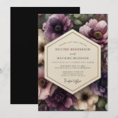 Invitation Mariage Fleurie Gothique aux Prunes (Devant / Derrière)