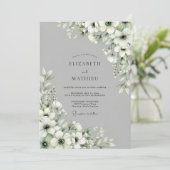 Invitation Mariage Fleurie Gris (Debout devant)