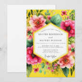 Invitation Mariage Fleurie Jaune Doré Vibrant (Devant / Derrière)