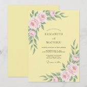 Invitation Mariage Fleurie Jaune Pâle Douce (Devant / Derrière)