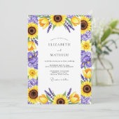 Invitation Mariage Fleurie Jaune Violet (Debout devant)