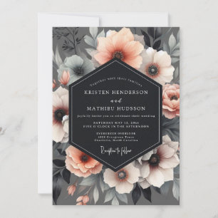 Invitation Mariage Fleurie Lumineuse au Charbon