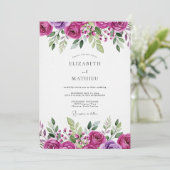 Invitation Mariage Fleurie Magenta (Debout devant)