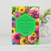 Invitation Mariage Fleurie Magenta (Debout devant)