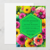 Invitation Mariage Fleurie Magenta (Devant / Derrière)