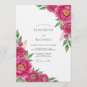 Invitation Mariage Fleurie Magenta Luxuriant