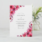 Invitation Mariage Fleurie Magenta Peint (Debout devant)