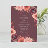 Invitation Mariage Fleurie Marron (Debout devant)