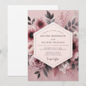 Invitation Mariage Fleurie Mauve Fumée (Devant / Derrière)